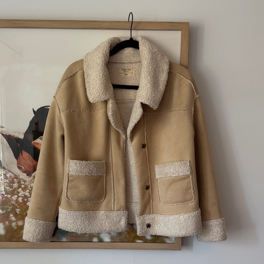 Women’s Tan Sherpa-Lined Jacket